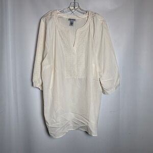 Maggie‎ Barnes Catherines 2X Ivory Embroidered Lace Tunic Blouse 22/24W Peasant